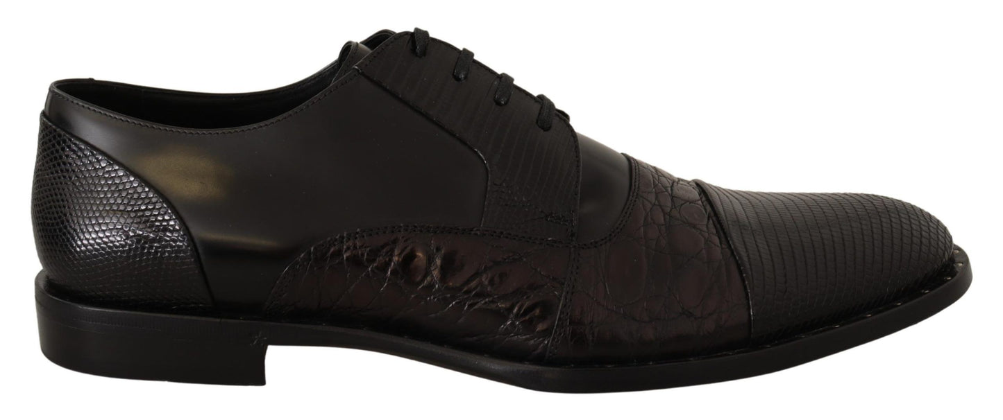 Chaussures formelles en cuir noir et peaux exotiques