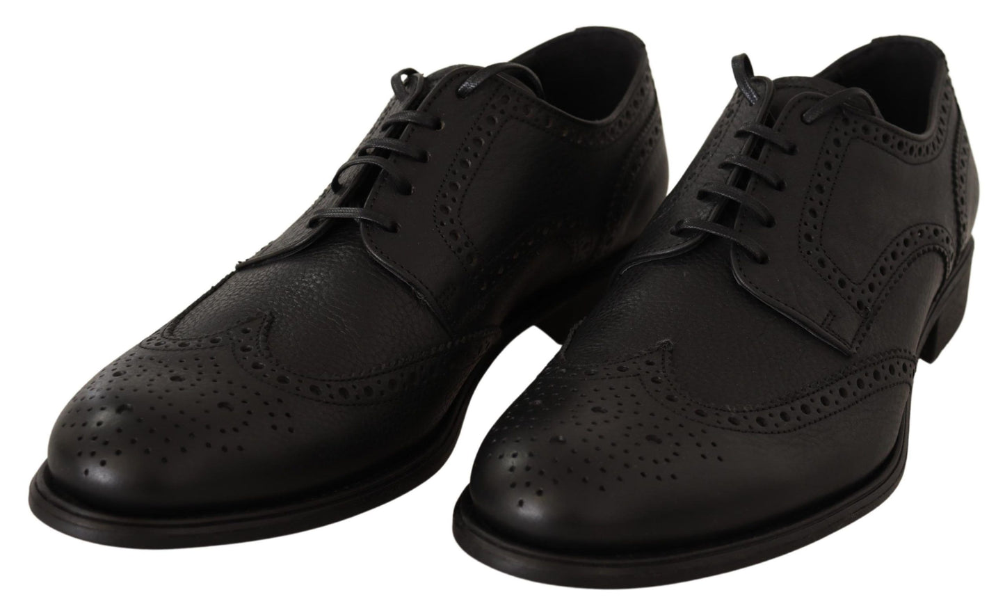 Formale Oxford-Schuhe mit Flügelspitze aus schwarzem Leder