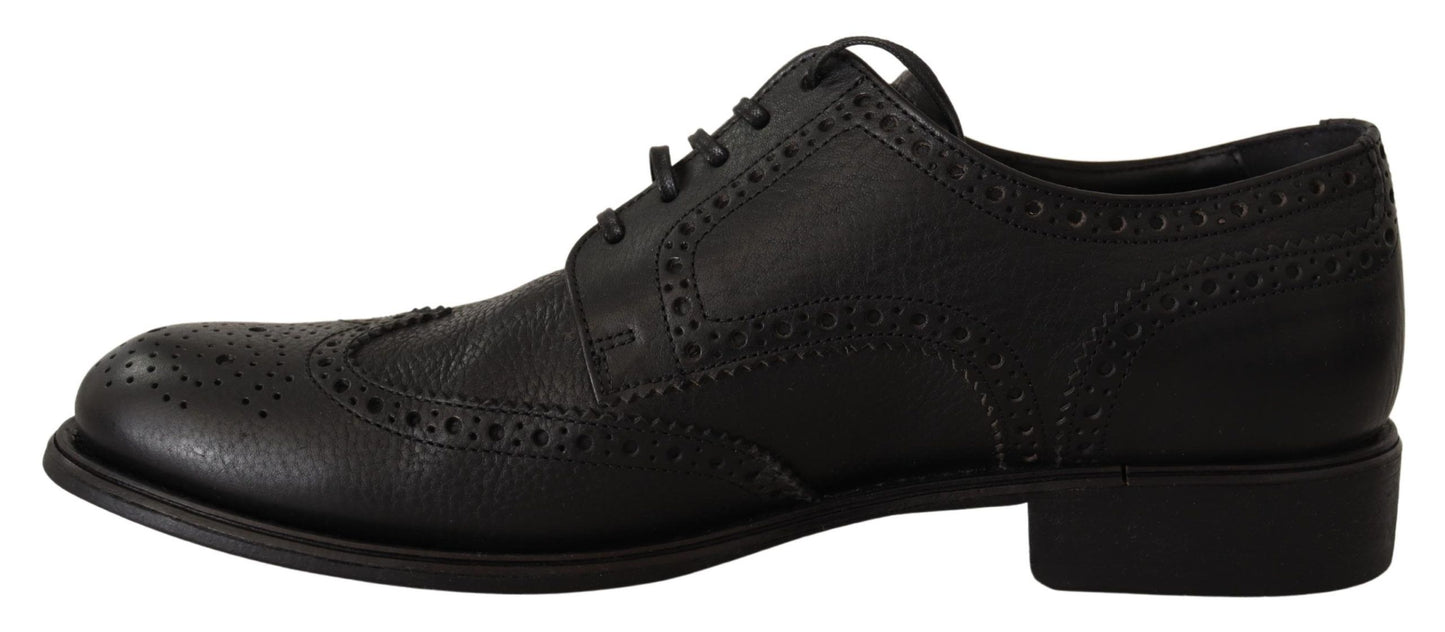 Scarpe eleganti formali con punta alare in pelle Oxford nera