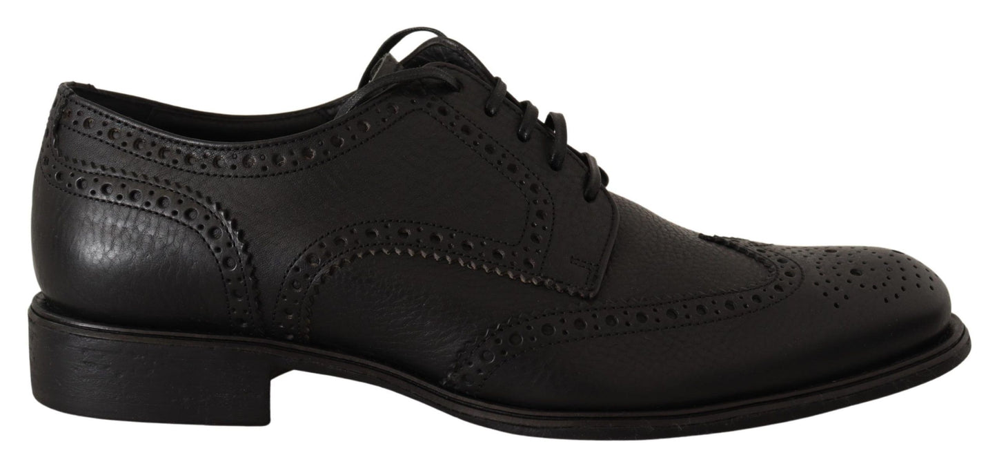 Scarpe eleganti formali con punta alare in pelle Oxford nera