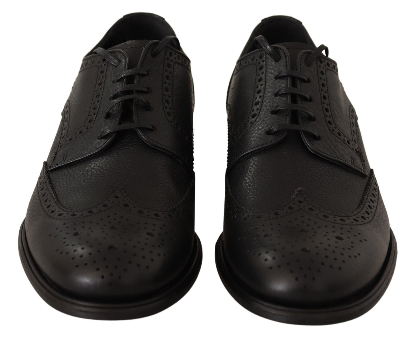 Scarpe eleganti formali con punta alare in pelle Oxford nera