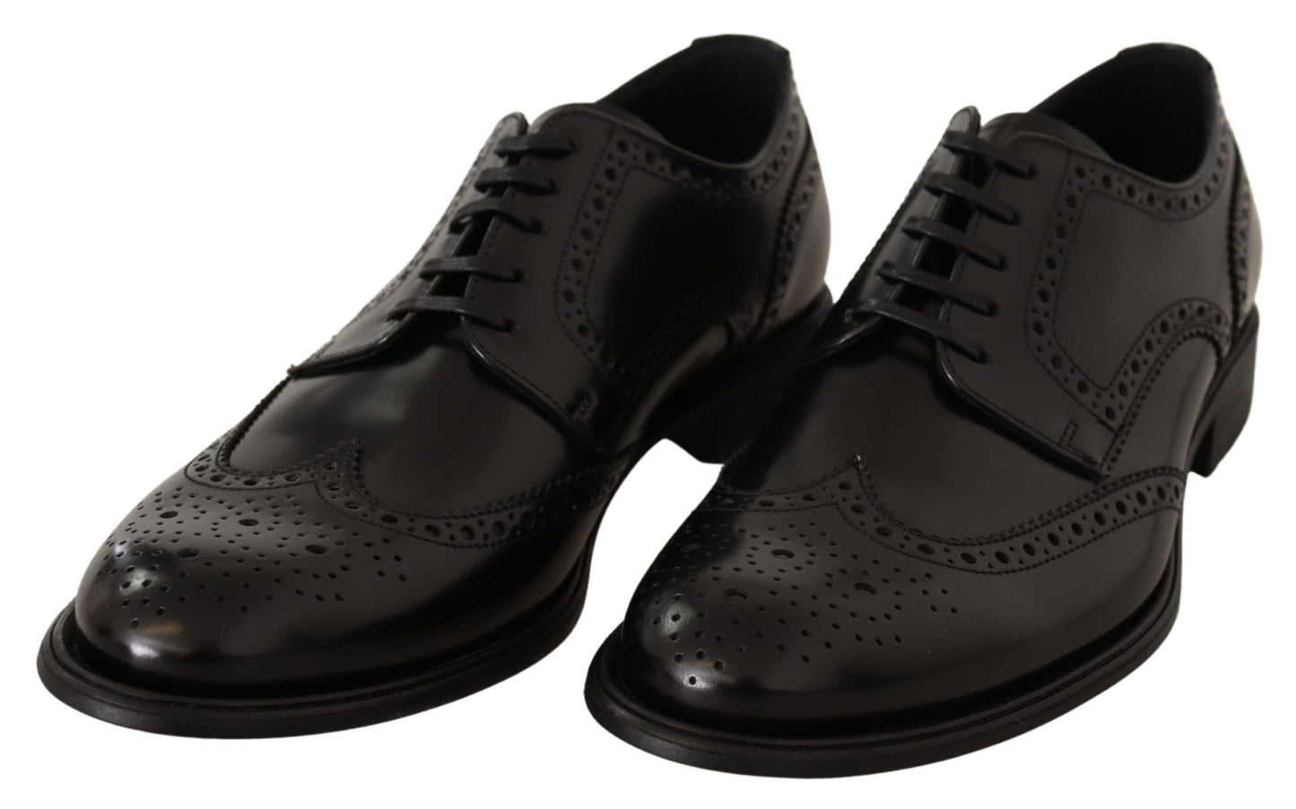 Scarpe formali con punta alare Oxford in pelle nera