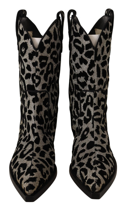 Dolce &amp; Gabbana – Elegante Stiefel mit Leopardenmuster und halbhohem Schaft