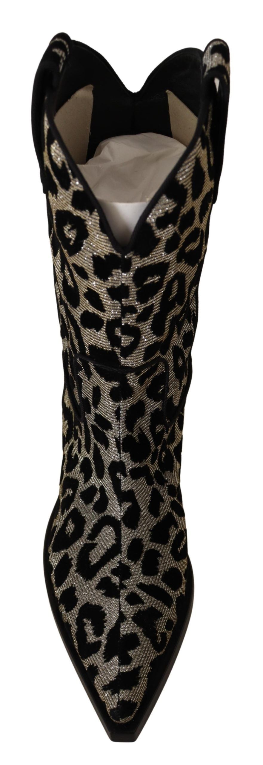 Dolce &amp; Gabbana – Elegante Stiefel mit Leopardenmuster und halbhohem Schaft