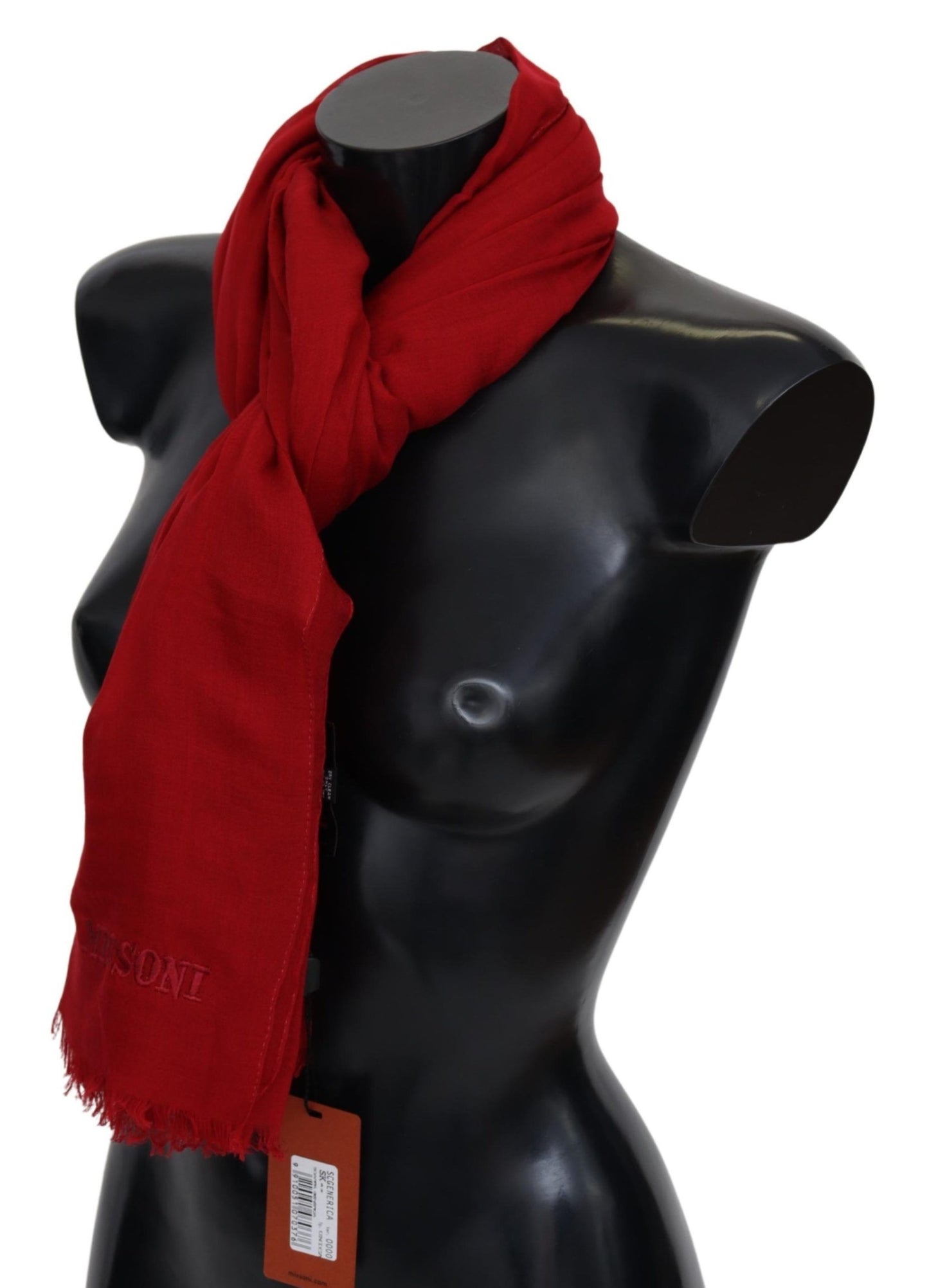 Sciarpa unisex con frange avvolgenti al collo in cashmere rosso