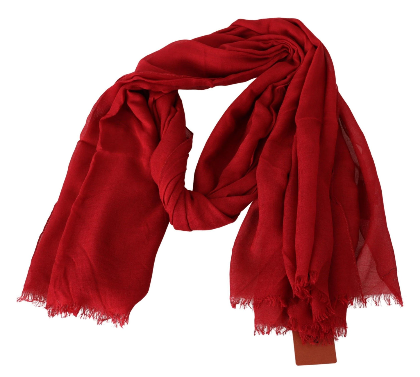 Sciarpa unisex con frange avvolgenti al collo in cashmere rosso