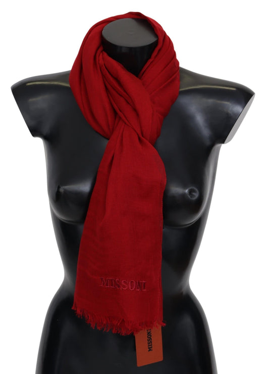 Sciarpa unisex con frange avvolgenti al collo in cashmere rosso