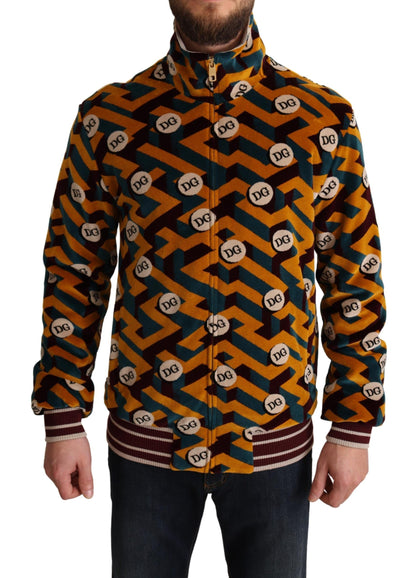 Veste pull pour homme en velours multicolore avec logo DG