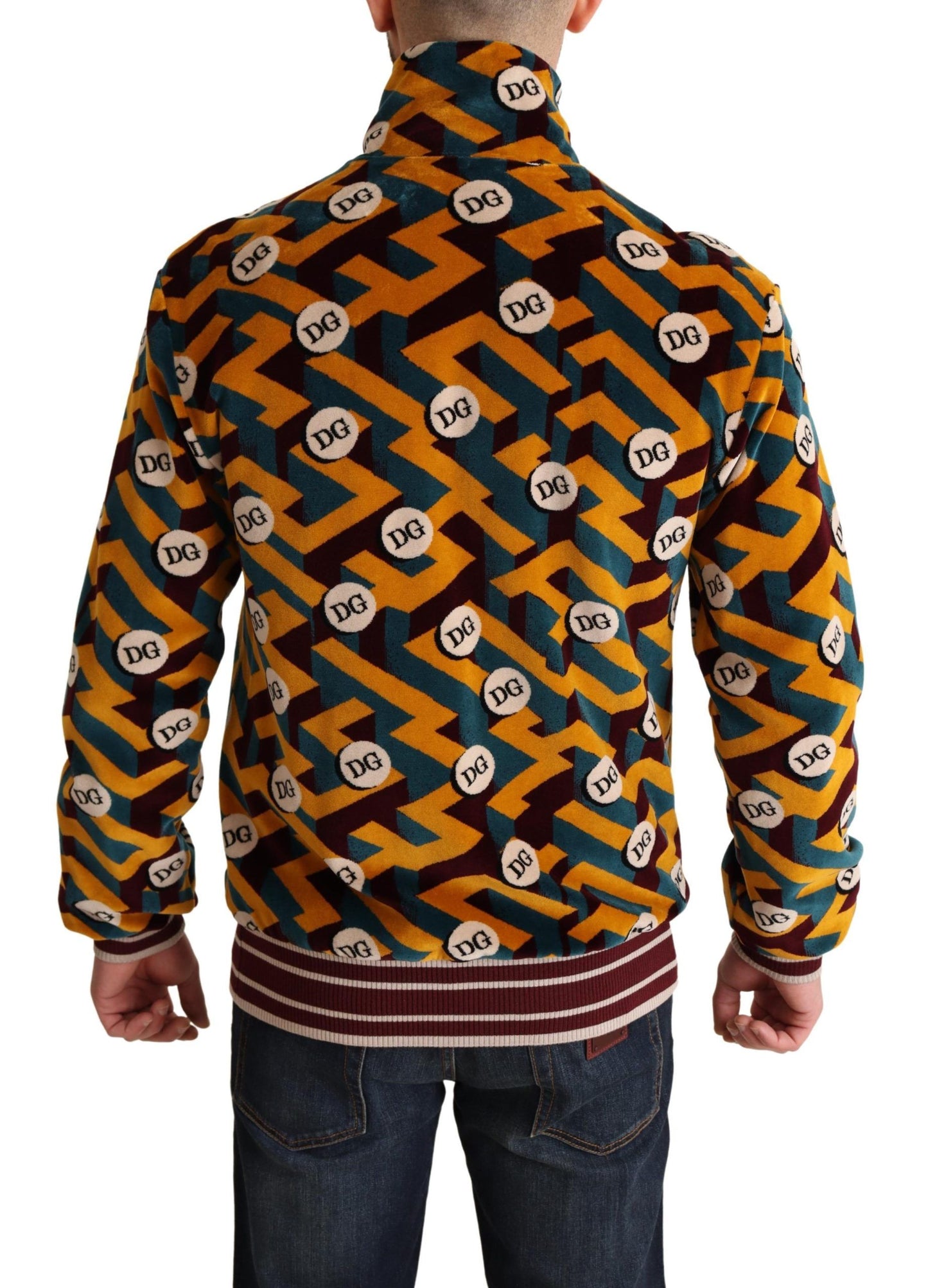 Veste pull pour homme en velours multicolore avec logo DG