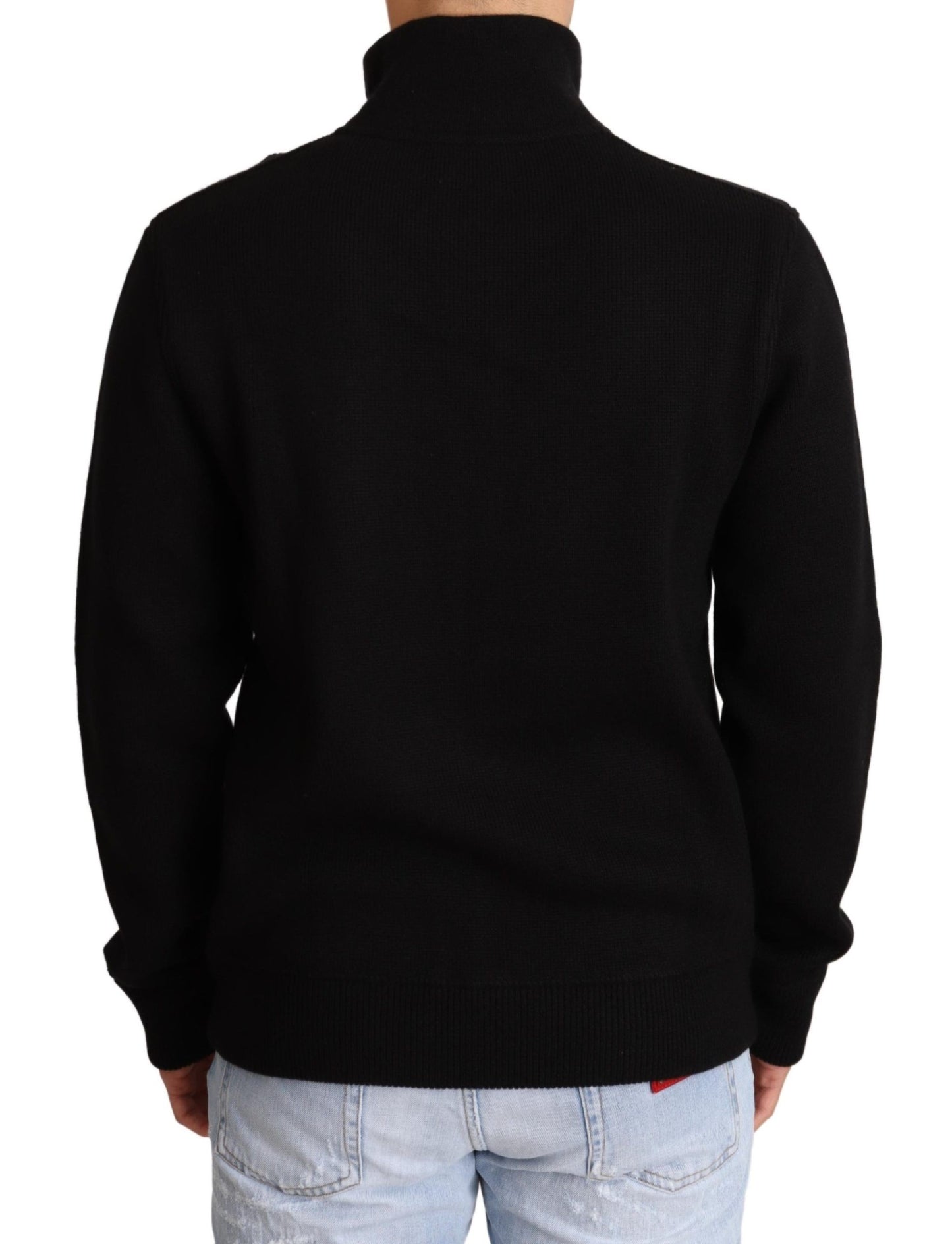 Maglione da uomo con cerniera in cashmere nero