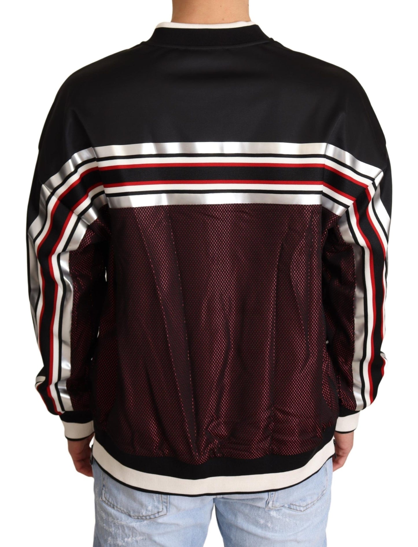 Pull à col rond en maille rouge noir