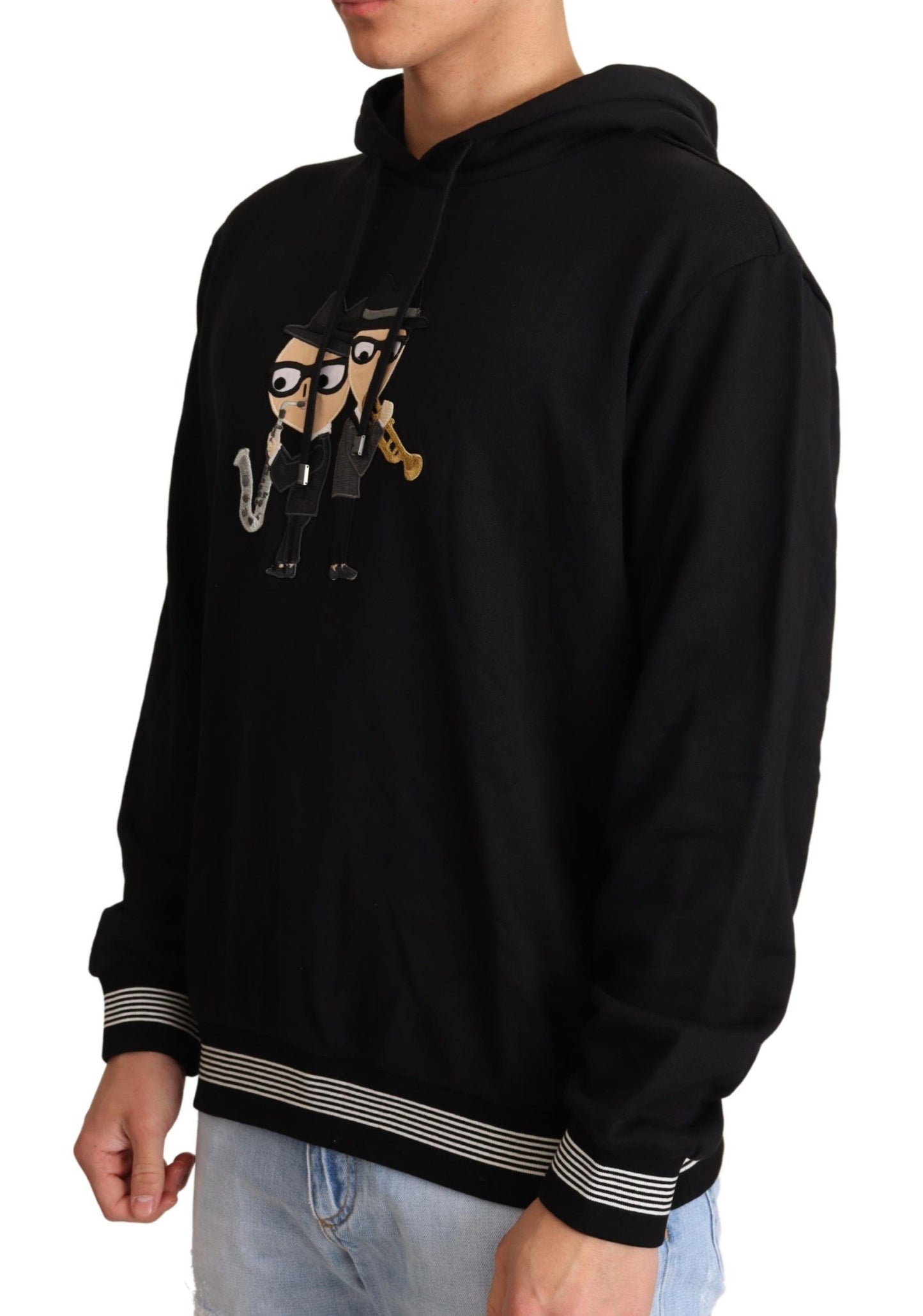 Pull à capuche en coton noir #dgfamily