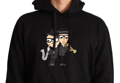 Pull à capuche en coton noir #dgfamily