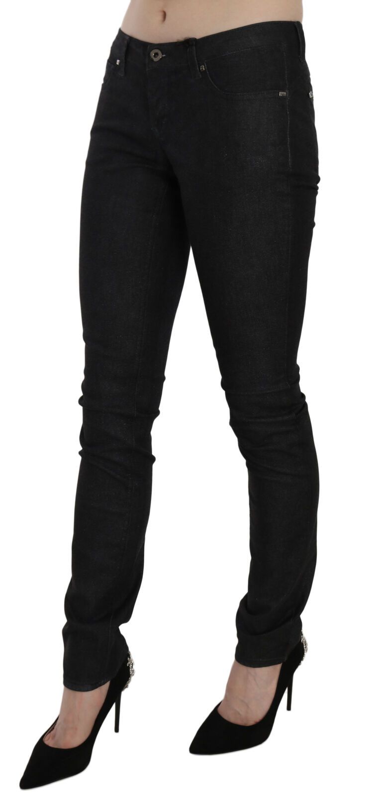 Jean skinny décontracté taille basse noir