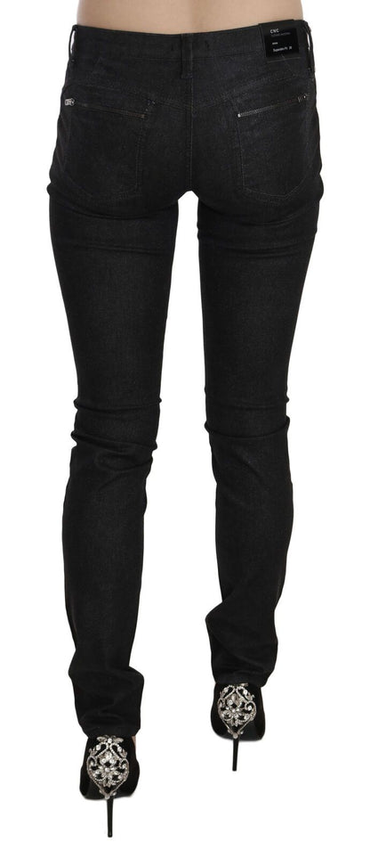 Jean skinny décontracté taille basse noir