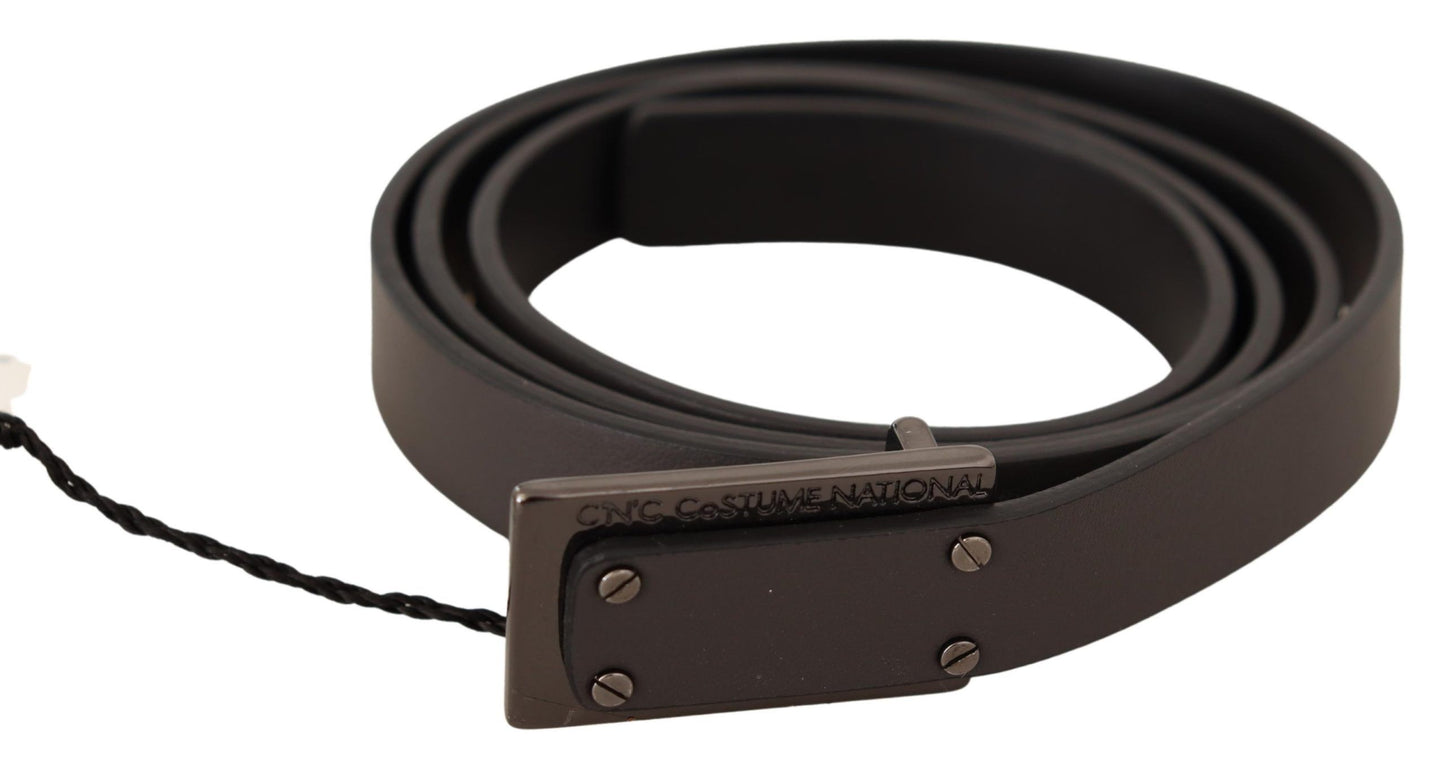 Ceinture à boucle à logo en cuir marron foncé