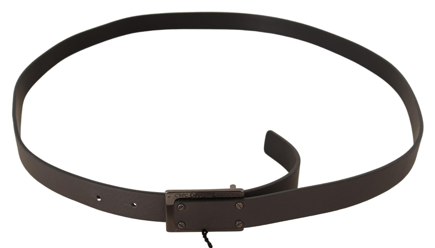 Ceinture à boucle à logo en cuir marron foncé