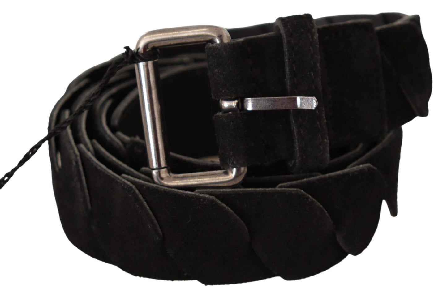 Ceinture noire à boucle argentée WX