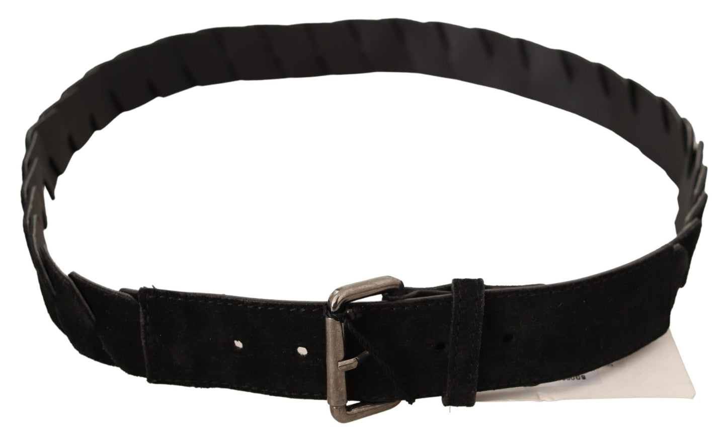 Ceinture noire à boucle argentée WX