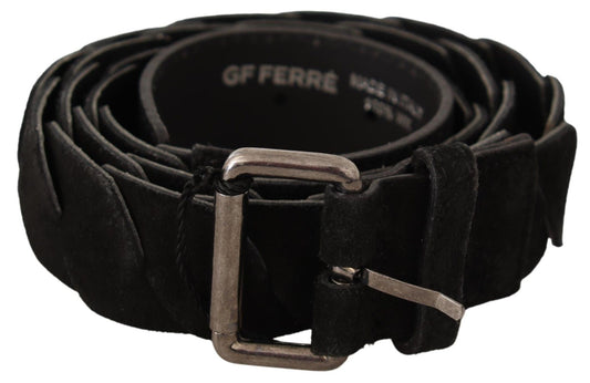 Ceinture noire à boucle argentée WX