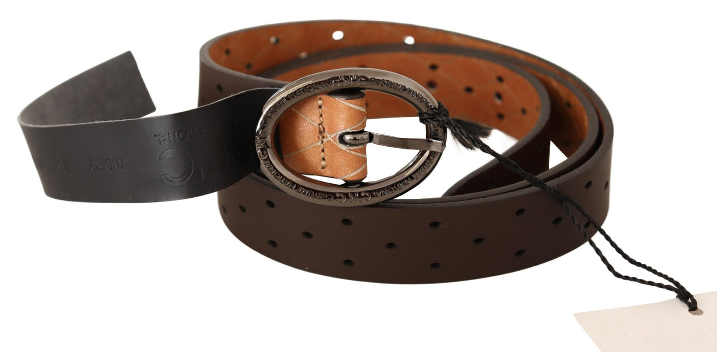 Ceinture Marron WX Argent Boucle Trous Ceinture