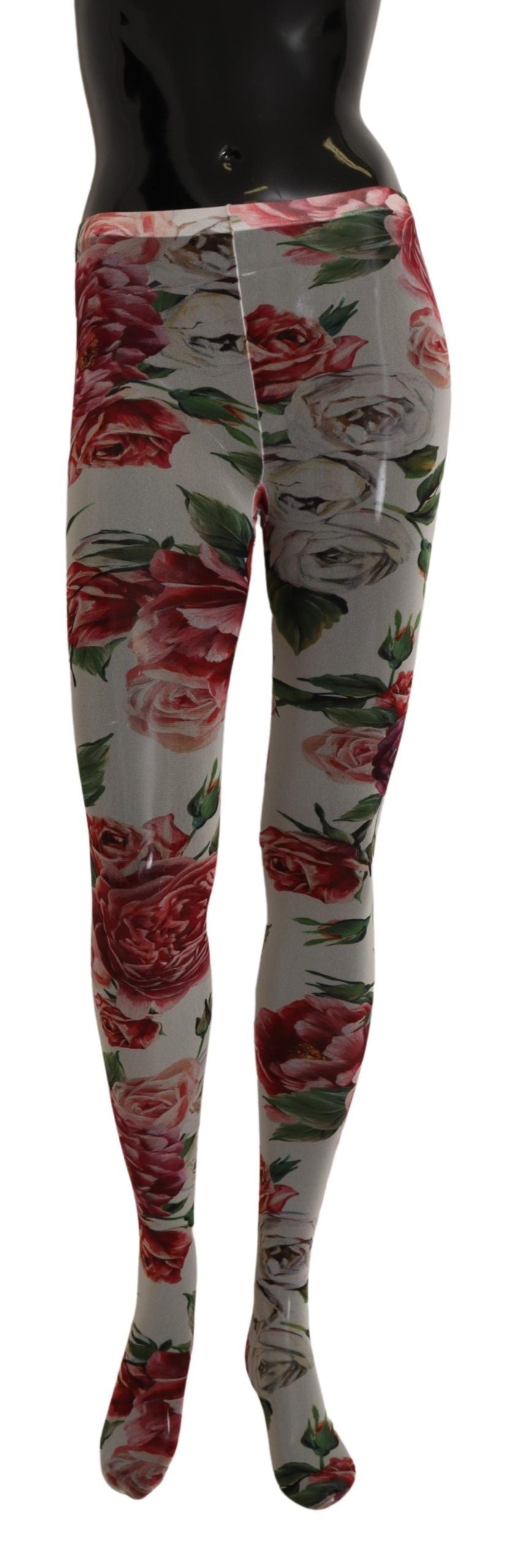 Collants en nylon blancs à imprimé floral