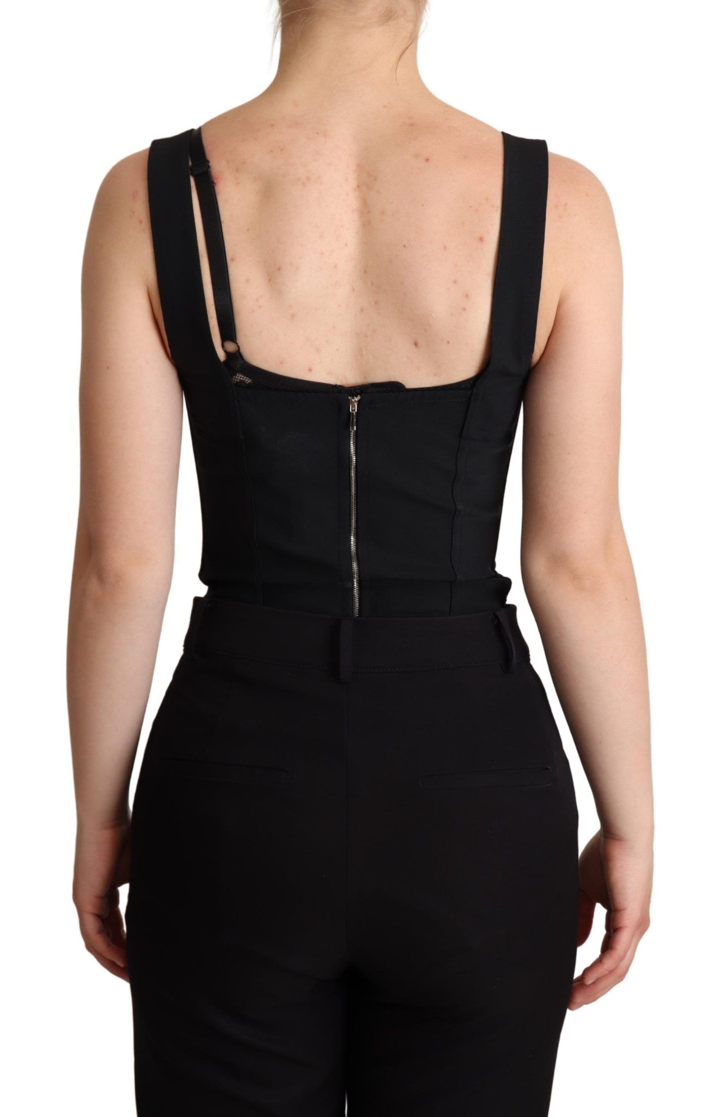 Dolce &amp; Gabbana – Elegantes schwarzes Bodysuit-Korsettkleid aus Spitze