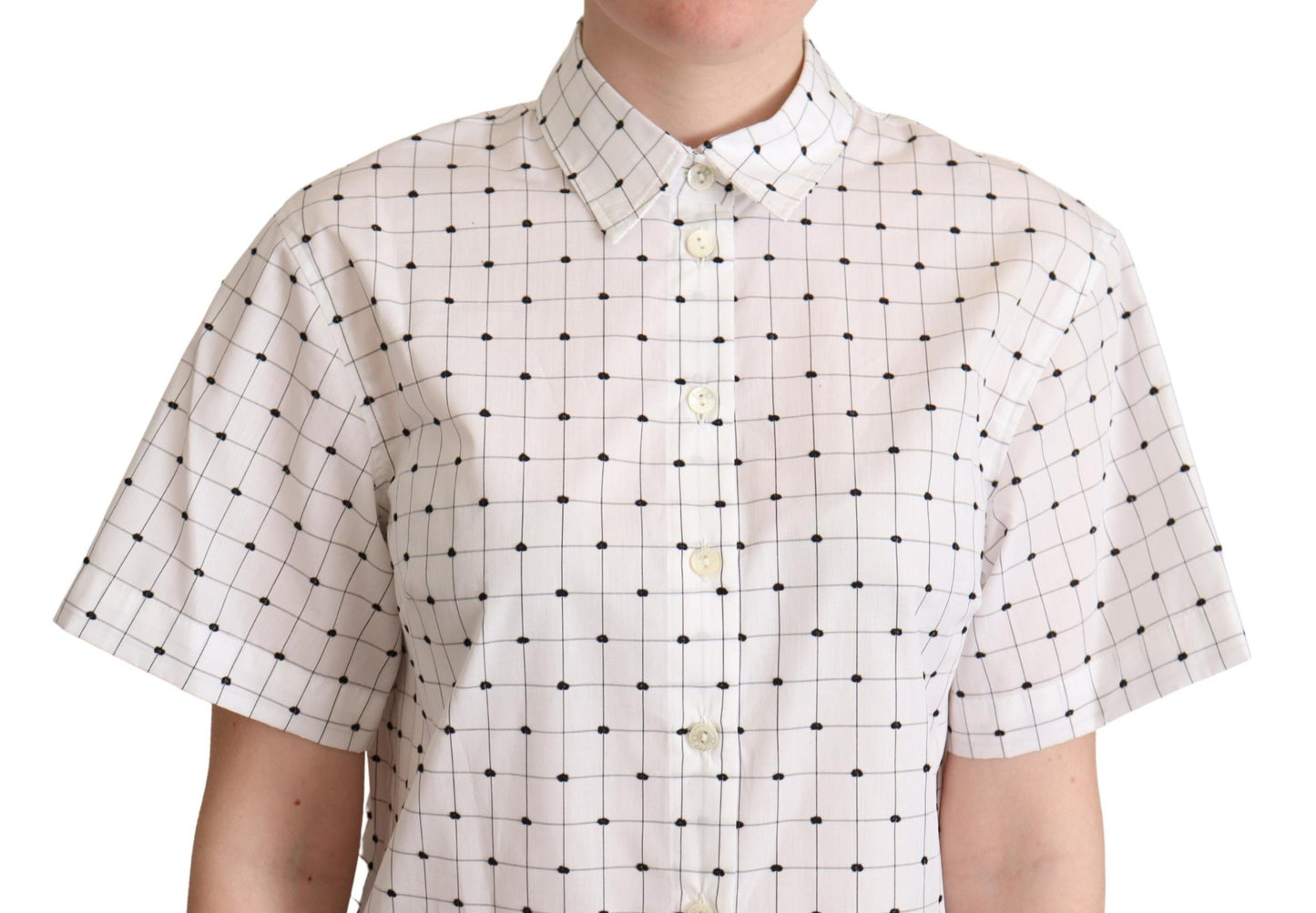 Dolce & Gabbana Chic Monochrome Polka Dot Polo Top