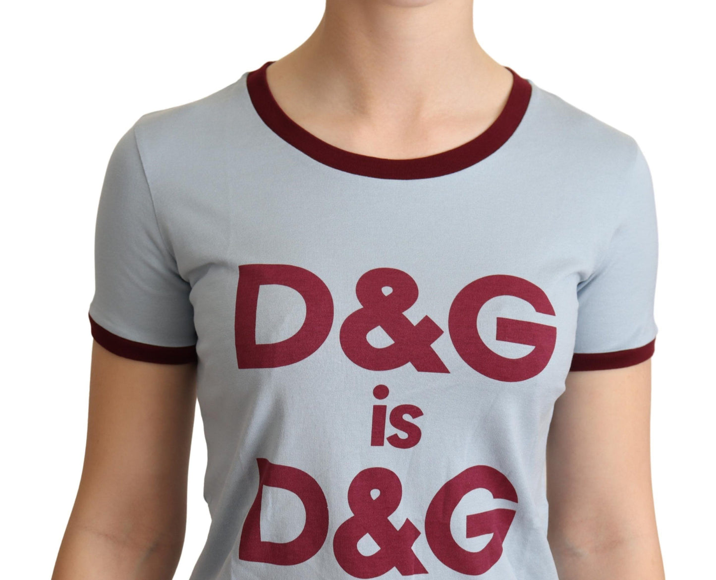 Blaues D&G Top-T-Shirt mit Rundhalsausschnitt