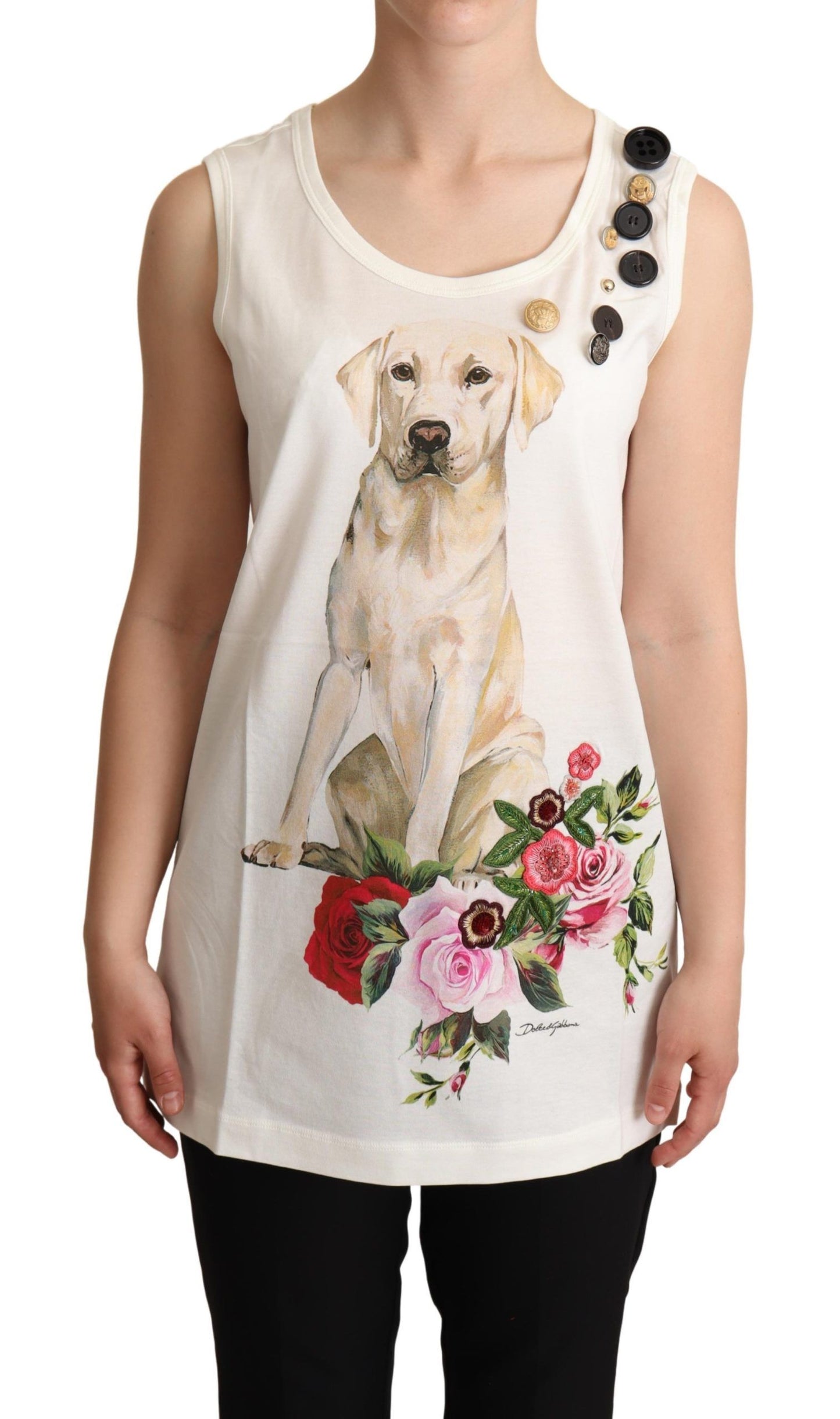 Weißes, mit Blumenmuster bedrucktes Hunde-T-Shirt