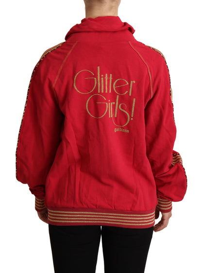 John Galliano Radiant Red Cotton Full Zip Hooded Jacket