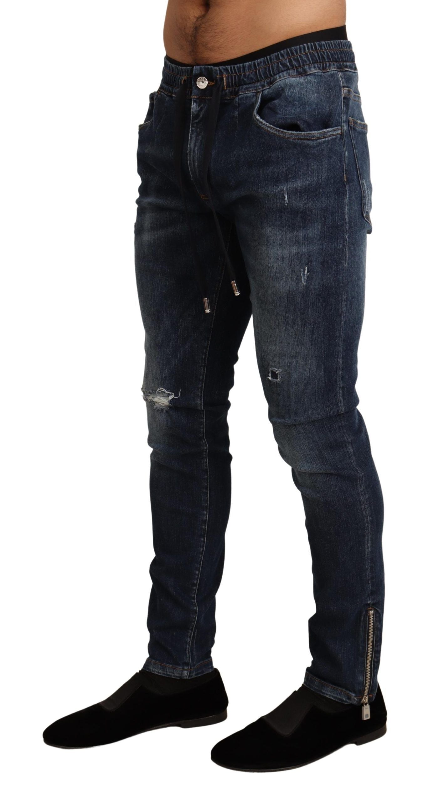 Blaue Stretch-Denimjeans aus Baumwolle