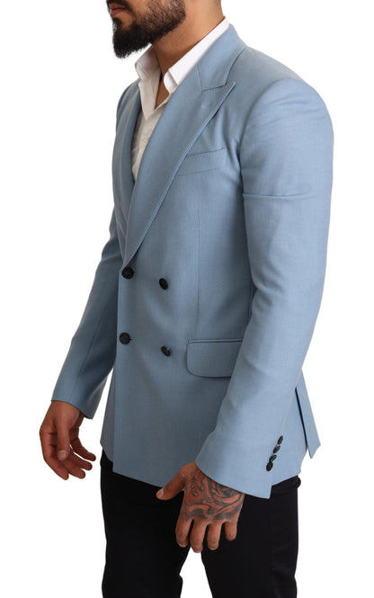 Giacca blazer slim fit in seta cashmere blu