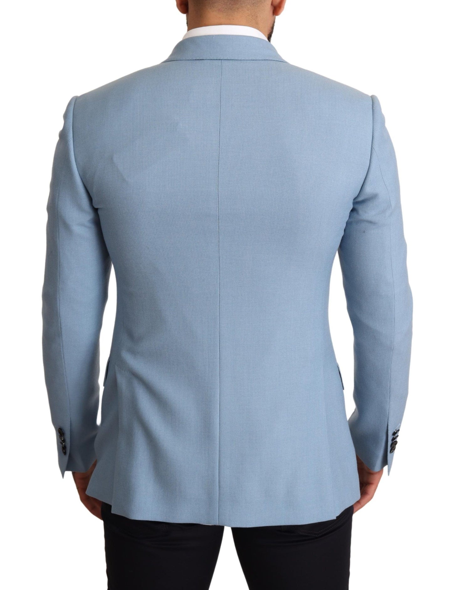 Giacca blazer slim fit in seta cashmere blu