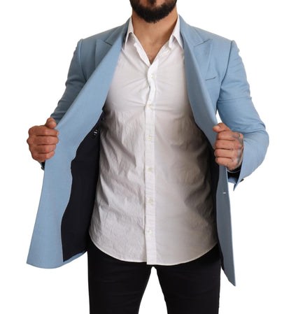 Giacca blazer slim fit in seta cashmere blu