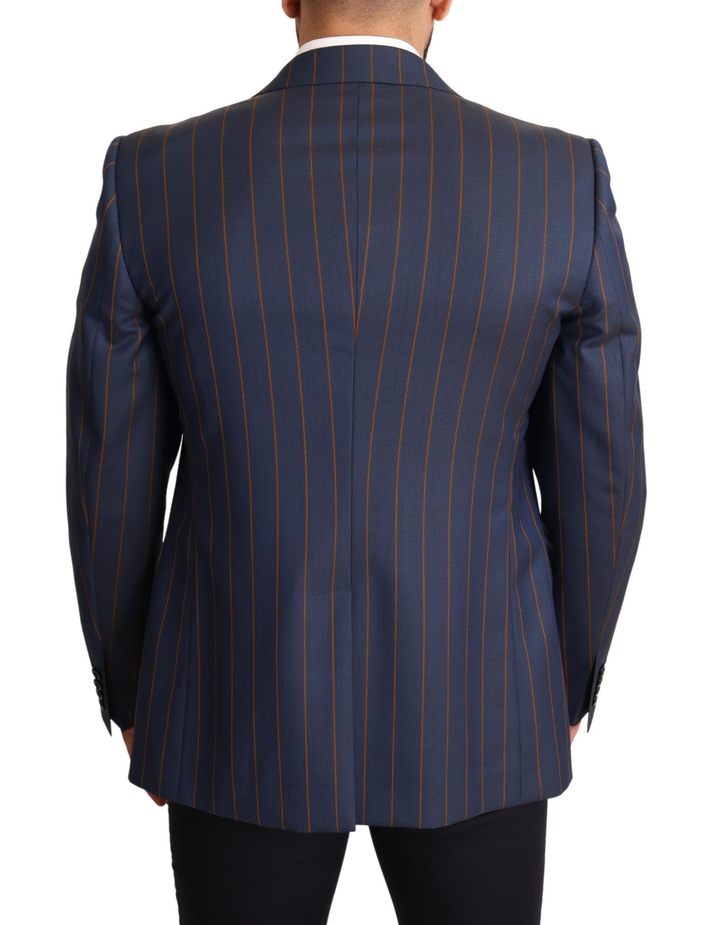 Dolce & Gabbana Elegant Slim Fit Blue Striped Wool Blazer