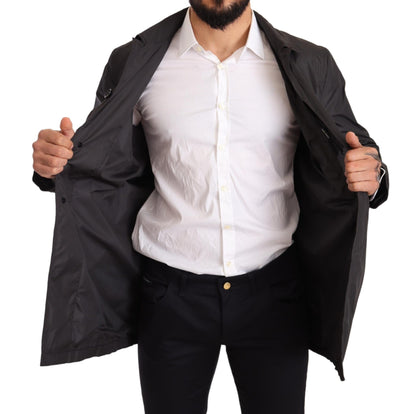 Veste de manteau de tranchée des hommes noirs de polyester