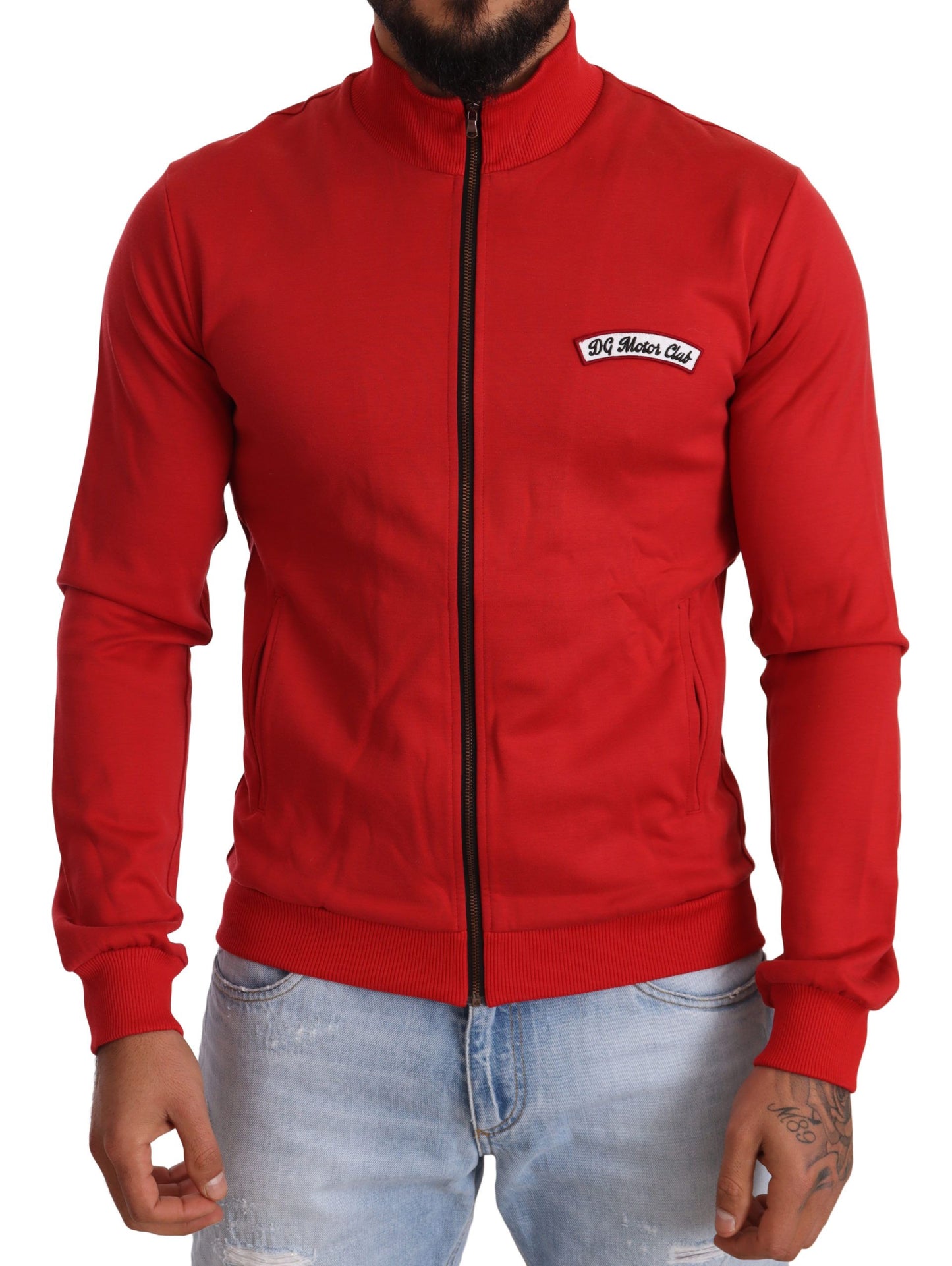 Maglione elasticizzato con cerniera rosso DG Motor Club