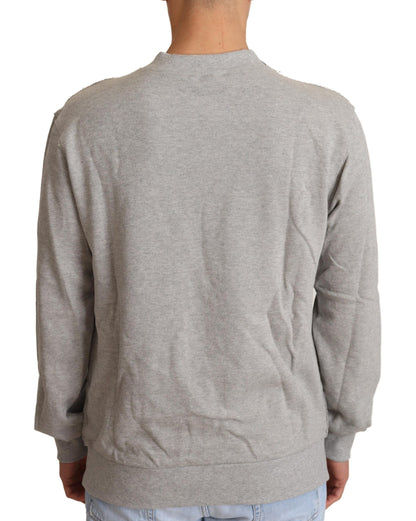 Maglione pullover girocollo in cotone grigio