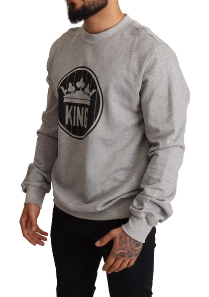 Maglione in cotone con stampa Crown King grigio