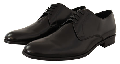 Schwarze Leder-Schnürschuhe für Herren. Derby-Schuhe