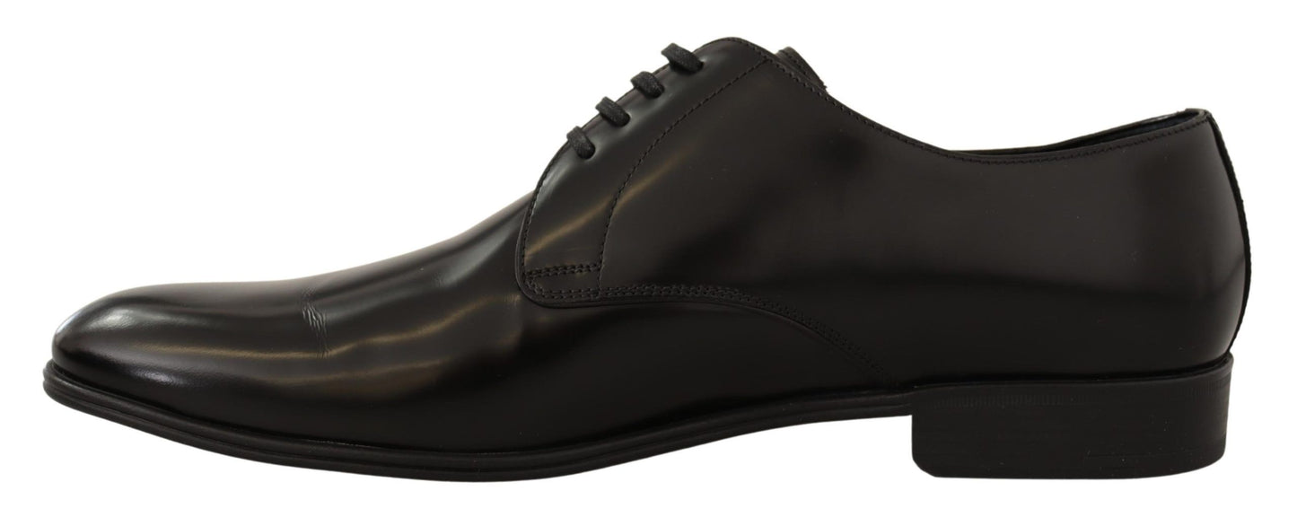 Chaussures Derby en cuir noir à lacets pour hommes