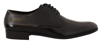 Schwarze Leder-Schnürschuhe für Herren. Derby-Schuhe