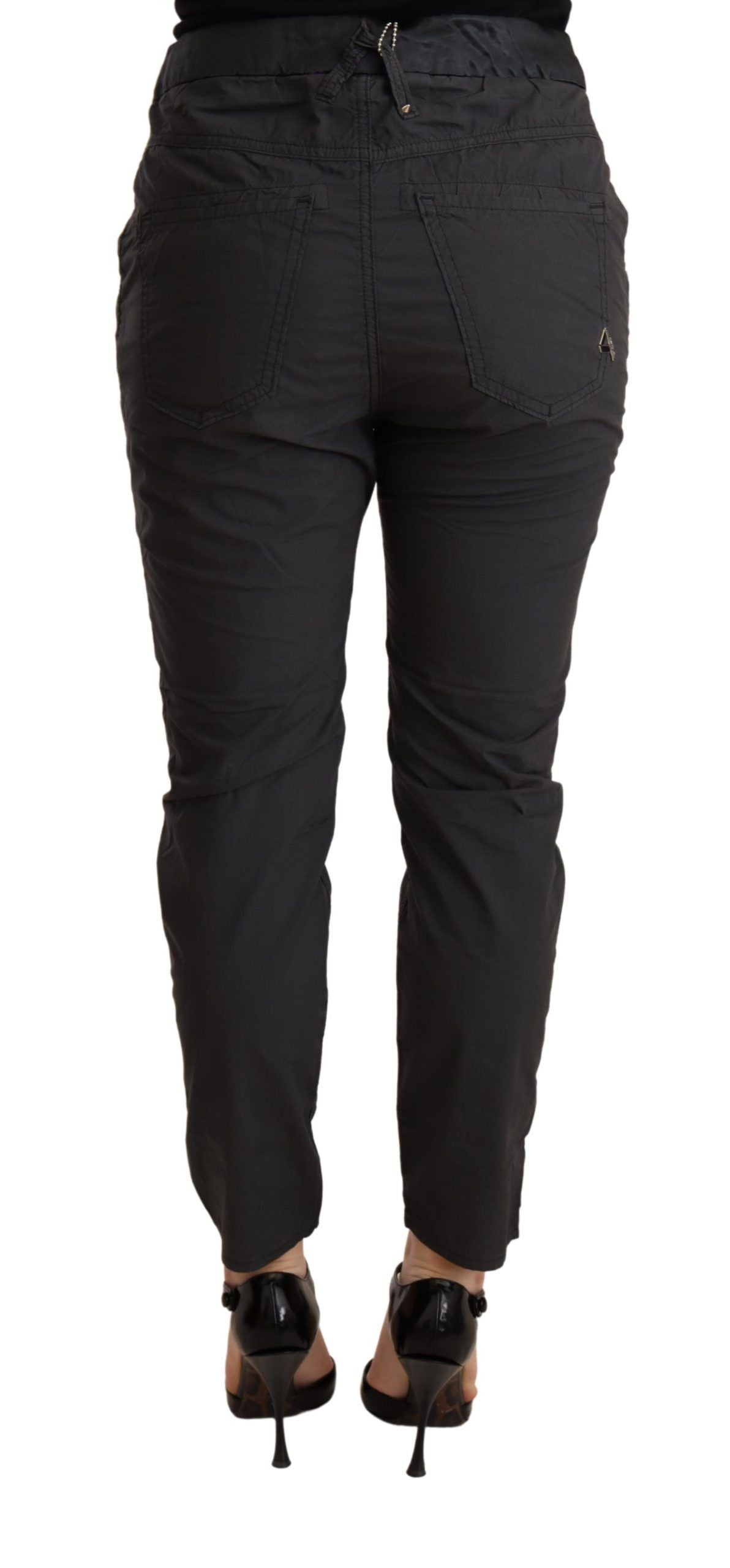 Pantalon skinny gris taille moyenne en coton coupe slim