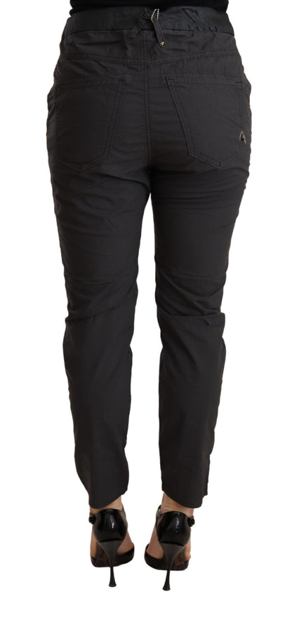 Pantalon skinny gris taille moyenne en coton coupe slim