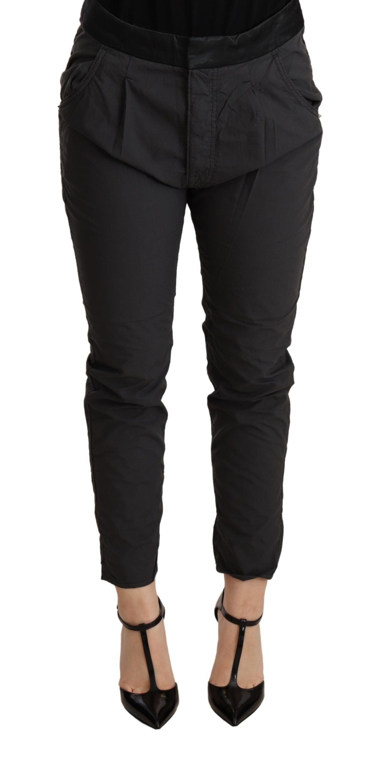 Pantaloni skinny in cotone skinny a vita media grigi