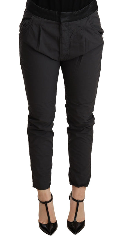 Pantalon skinny gris taille moyenne en coton coupe slim