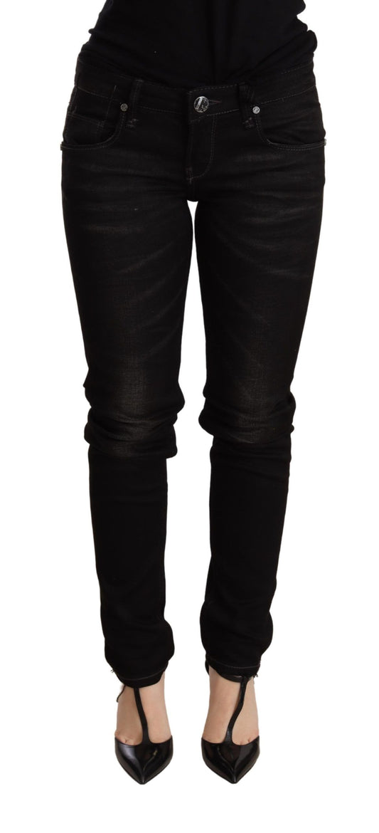 Pantalon en denim skinny taille basse noir