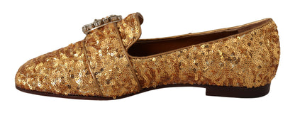 Dolce &amp; Gabbana – Elegante Ballerinas mit goldenen Pailletten und Kristallen