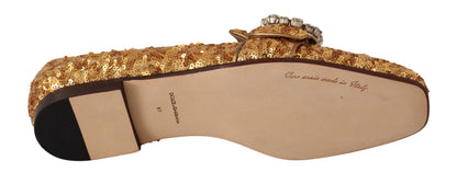 Dolce &amp; Gabbana – Elegante Ballerinas mit goldenen Pailletten und Kristallen